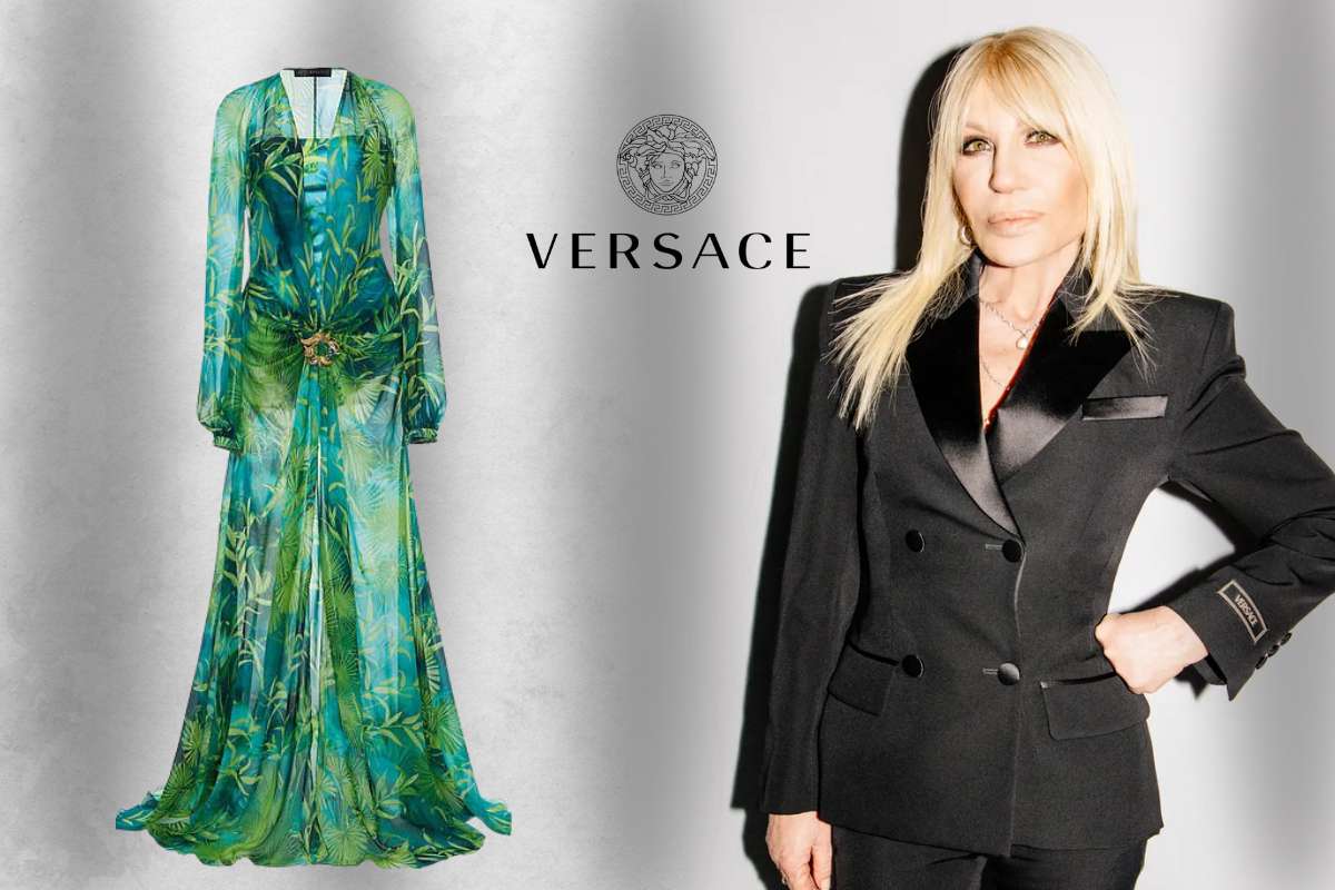 Criado por Donatella Versace, o vestido em questão foi uma peça audaciosa da coleção Primavera/Verão 2000 da grife. Fonte: Pinterest - Canva