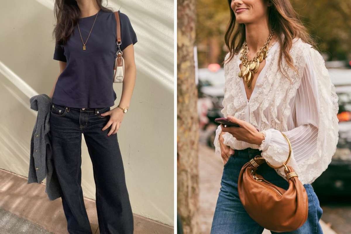 A direita a estética Messy Girl, a esquerda look Boho Chic. Imagem: Pinterest