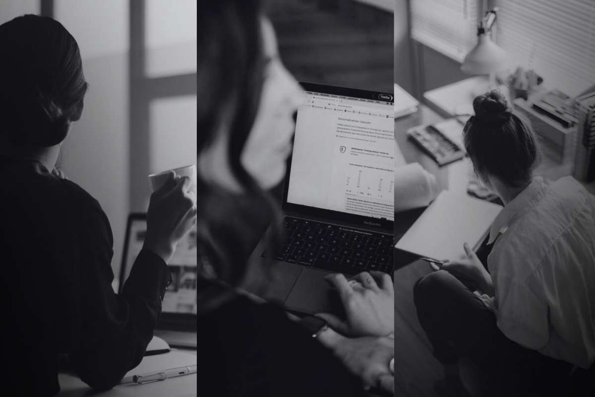 Nos bastidores do sonho, a mulher que empreende também se reinventa. Fonte: Pinterest/Canva
