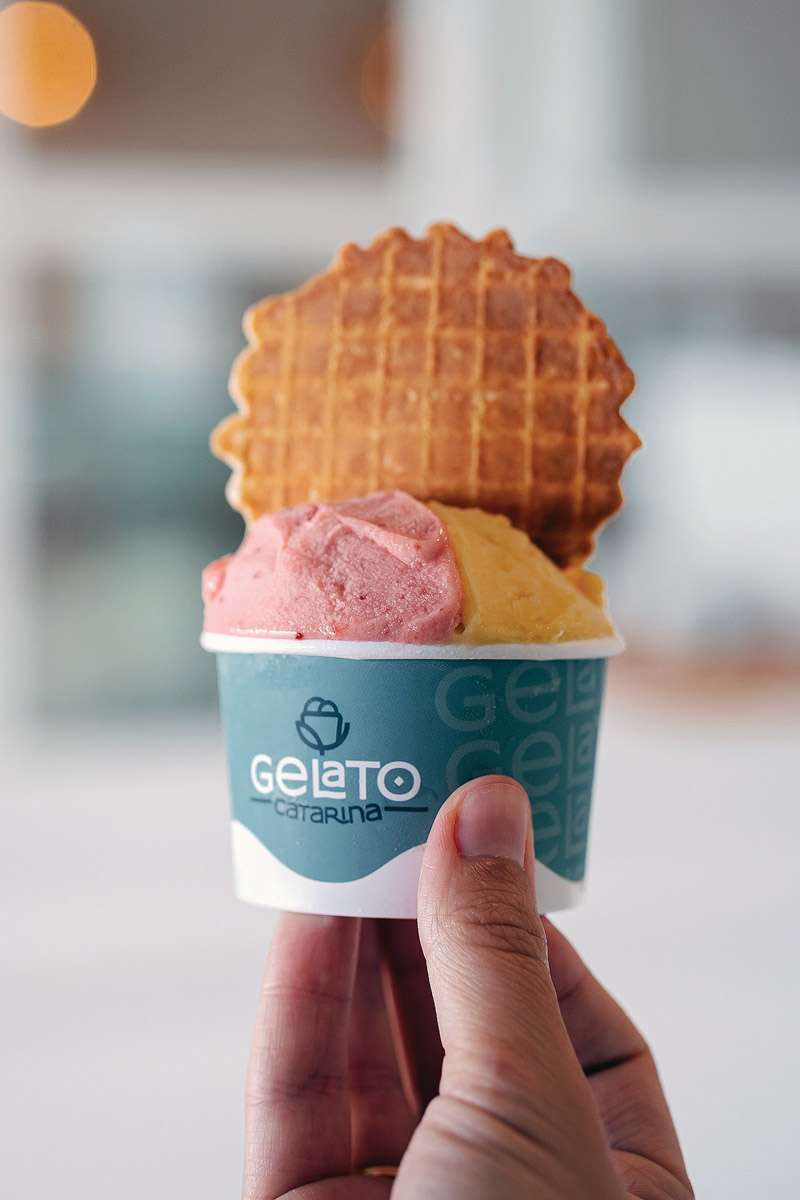 Os gelatos Catarina são feitos de forma artesanal, com ingredientes frescos, sem conservantes e sem gordura hidrogenada. (Foto Alle Tavares)