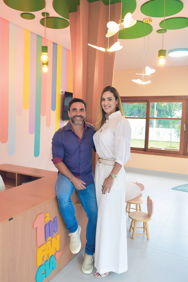 Dennys Castro e Camilla Mendes. O casal projetou um espaço voltado para as crianças que tivesse área verde, luz solar, com a essência e identidade da 1ª Infância, sem limitações. (Foto Alle Tavares)