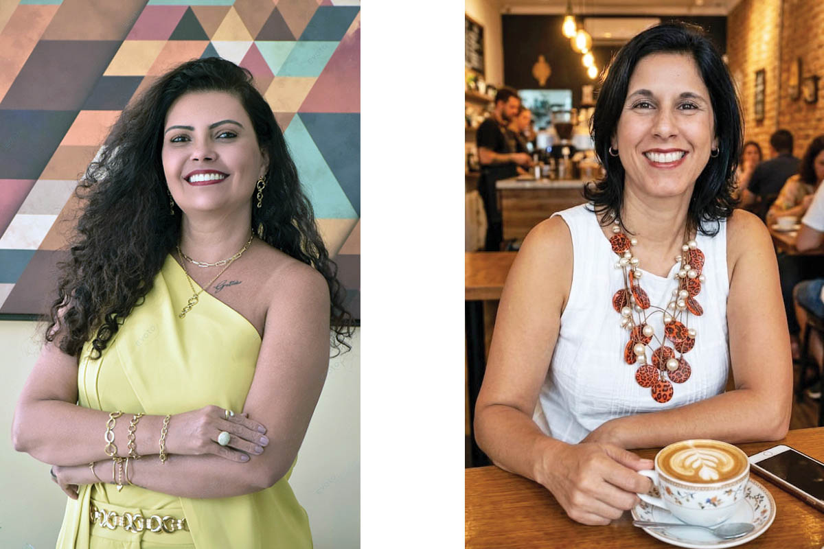 (À esquerda) Angélica Olmo fez facetas com a Dra. Fátima. Ela buscava um sorriso bonito, harmônico e, acima de tudo, natural. Hoje, ela recomenda a dentista a todos. (foto de arquivo)Sabrina Rosa Eiterer Dias é paciente da Dra. Fátima e fez implante dentário e reconstrução do tecido gengival. Ela ficou encantada com o atendimento e com o resultado. (foto de arquivo)
